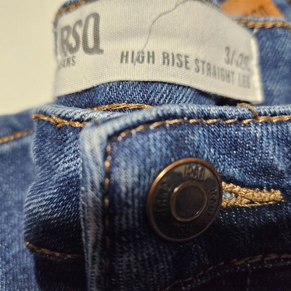 RSQ High Rise Straight Leg Jeans Womens Size 3 Medium Wash Denim Pants Juniors - Picture 4 of 5